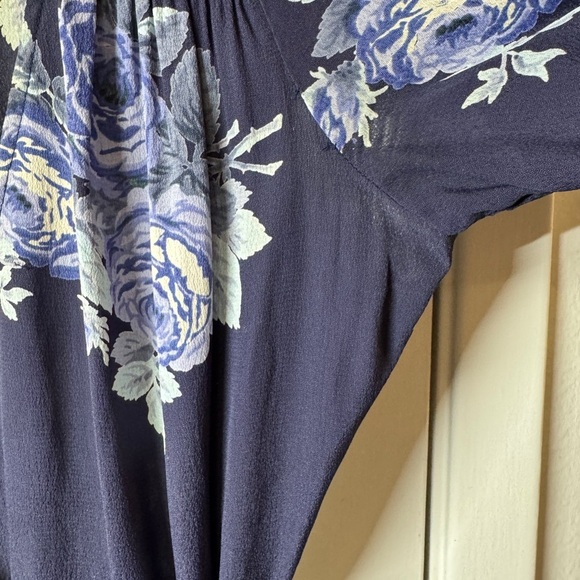 Reformation Oversized Floral Navy Blue Maxi Short Sleeves Wrap Cocktail Dress S - Picture 7 of 17